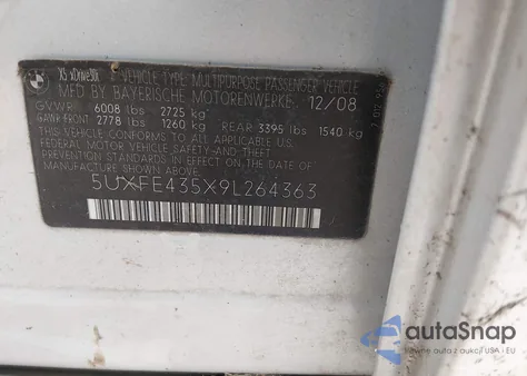 2009 BMW X5 xDrive30I из США, поврежденный, VIN 5UXFE435X9L264363